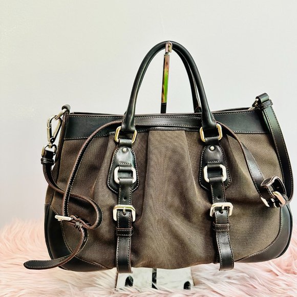 AUTHENTIC PRADA CANAPA CROSSBODY SATCHEL BAG MADE IN ITALY WITH DUST BAG COA - Picture 4 of 15